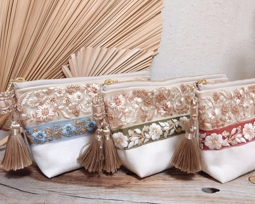 インド刺繍リボン ポーチ ポーチ Jewelino 通販 16796640