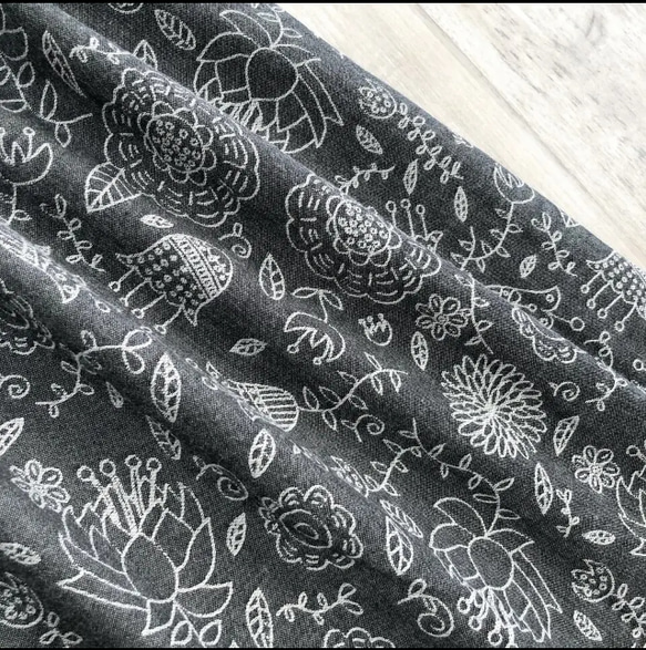 裏地つき＊ジャガード織り 北欧風 グレー の かわいい ギャザースカート 8枚目の画像