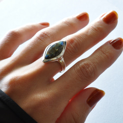 Labradorite Bezel Setting ring  ラブラドライト マーキス リング 8枚目の画像