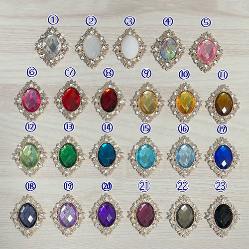 合金ラインストーン ひし形 ライトゴールド台座 ビジュー