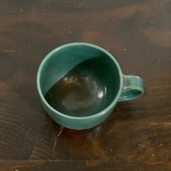 陶器　緑青のとろとろマグカップ 6枚目の画像