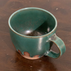 陶器　緑青のとろとろマグカップ 3枚目の画像