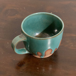 陶器　緑青のとろとろマグカップ 4枚目の画像