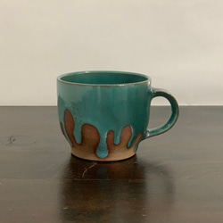 陶器　緑青のとろとろマグカップ 1枚目の画像
