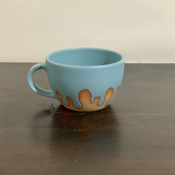陶器　水色のとろとろマグカップ 2枚目の画像