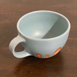 陶器　水色のとろとろマグカップ 4枚目の画像