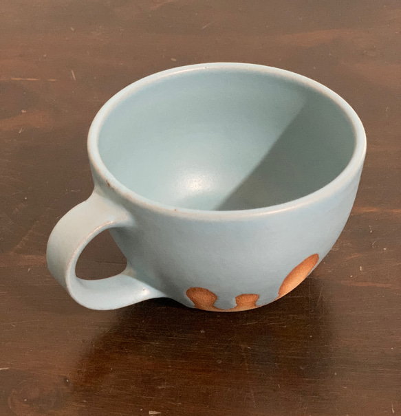 陶器　水色のとろとろマグカップ 4枚目の画像