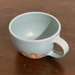 陶器　水色のとろとろマグカップ 3枚目の画像