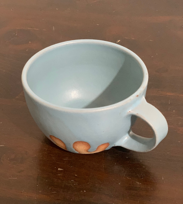 陶器　水色のとろとろマグカップ 3枚目の画像