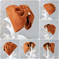 本革♡スエード　大人のためのバンスクリップリボン小さめ 　〜全７色〜　　秋色　秋カラー　 5枚目の画像