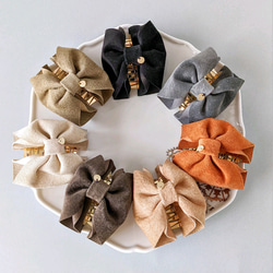 本革♡スエード　大人のためのバンスクリップリボン小さめ 　〜全７色〜　　秋色　秋カラー　 10枚目の画像