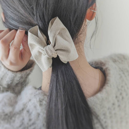 本革♡スエード 大人のためのバンスクリップリボン小さめ 〜全7色