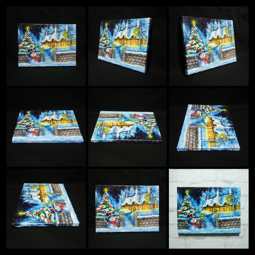 油絵 絵画 【おとぎの国】 油絵 油彩 油彩画 絵 絵画【おとぎの国のホワイトクリスマス】 絵画