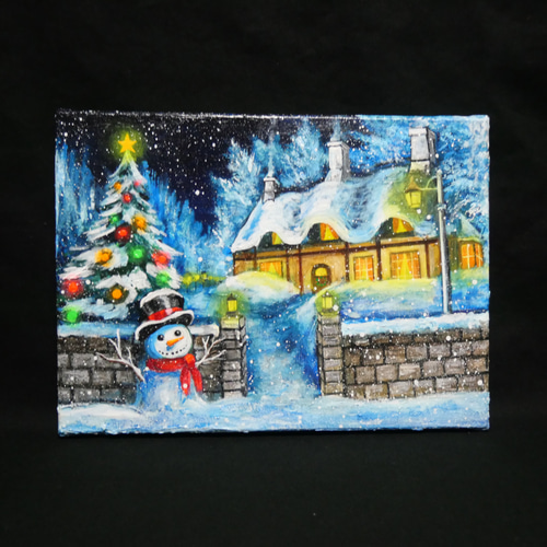 油絵 油彩 油彩画 絵 絵画【おとぎの国のホワイトクリスマス】 絵画