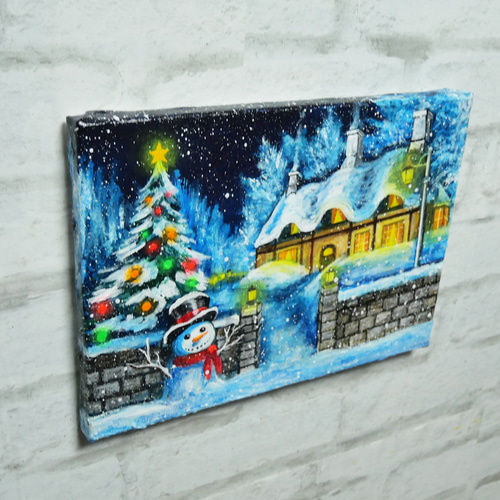 油絵 油彩 油彩画 絵 絵画【おとぎの国のホワイトクリスマス】 絵画