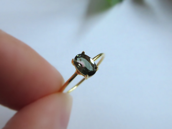 [十月生日石] 來自巴西的美麗 6 x 4 毫米“雙色碧璽”戒指 第9張的照片