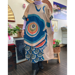 鯉のぼり お洒落カッコいい柿渋染ビードロ美人　和柄チュニック♡作家さんもの 鯉のぼり お洒落カッコいい柿渋染ビードロ美人 和柄チュニック