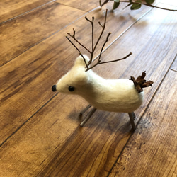 トナカイ ホワイト 羊毛フェルト ＊ クリスマスオブジェ ドライフラワー 15枚目の画像