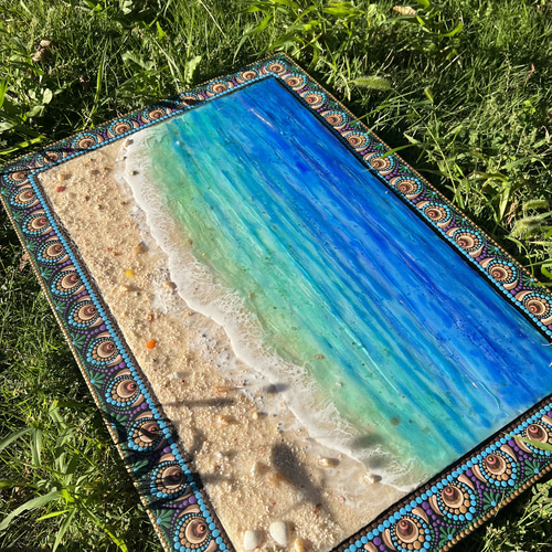ドットマンダラ×オーシャン レジンアート 海アート 波紋 砂浜
