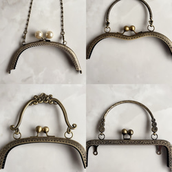 新作シャンパンゴールドとっても愛らしいシルエットフランスレースのがま口ミニバッグ　コンパクトバッグ　フォーマルバッグ 7枚目の画像