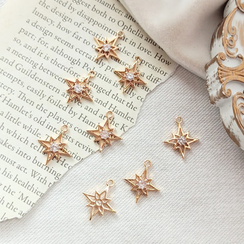 2個】ジルコニア スターモチーフ メタルチャーム 星 キラキラ