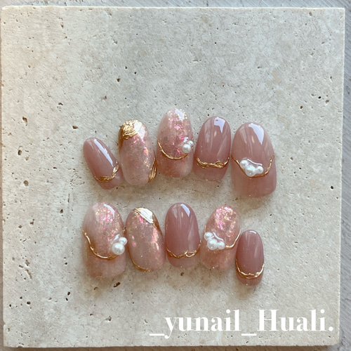 ピンクネイル/ニュアンスネイル/ウエディングネイル/成人式ネイル