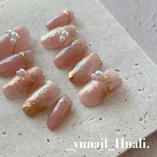 ピンクネイル/ニュアンスネイル/ウエディングネイル/成人式ネイル