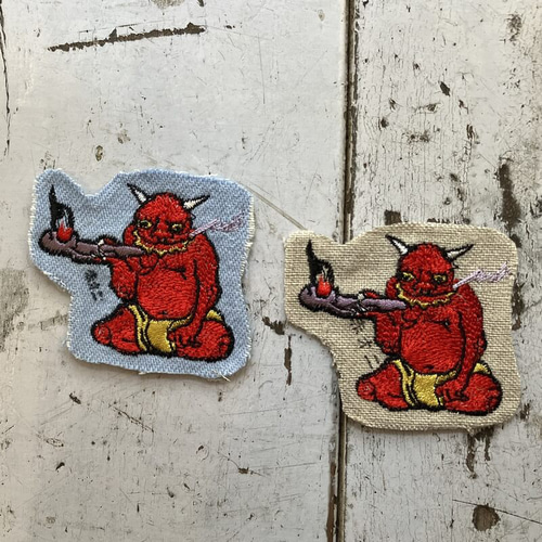 刺繍のあっぷりけ[地獄でまっとるよ～赤鬼]浮世絵の妖怪 ワッペン
