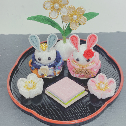 ♥A♡桜飾りー1**♡♥*ひな祭り飾り*♥*他つまみ細工**♡♥ 桜の髪飾り☆つまみ細工ミニ お祭り・七五三・ひな祭り ヘア