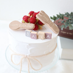 木苺のナチュラル♪バースデークレイケーキ♡クレイ誕生日ケーキ　記念日　お祝い　オーダーページ 2枚目の画像