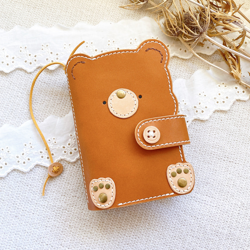 ミニ6 くまくんシステム手帳カバー 6穴 手帳カバー cobitoの革物屋さん