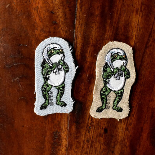 刺繍のあっぷりけ[ほっかむりのカエル男]浮世絵の妖怪 ワッペン