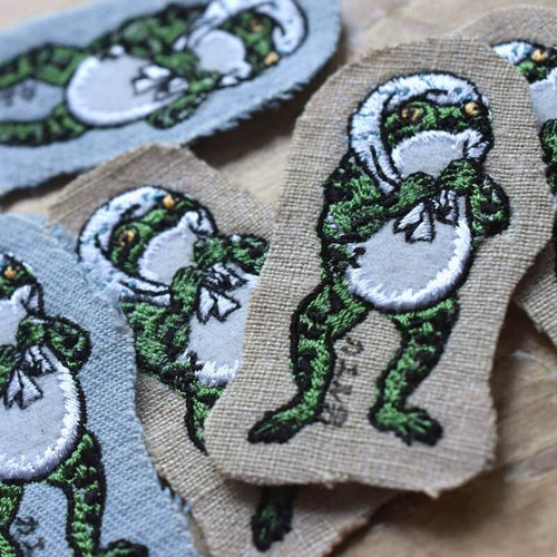 刺繍のあっぷりけ[ほっかむりのカエル男]浮世絵の妖怪 ワッペン