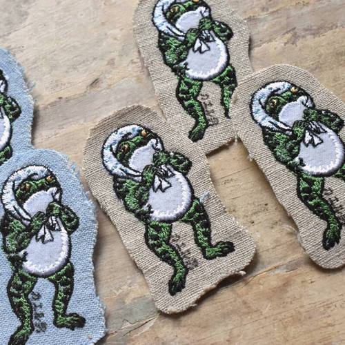 刺繍のあっぷりけ[ほっかむりのカエル男]浮世絵の妖怪 ワッペン