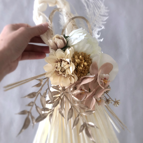 胡蝶蘭・ダリア・牡丹のしめ飾り/アーティフィシャルフラワー/おしゃれ