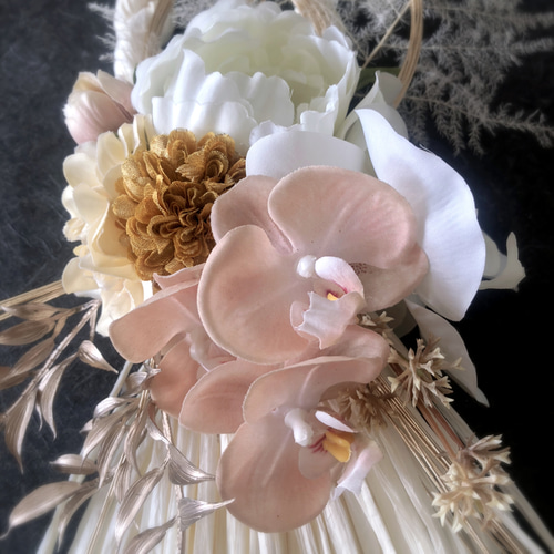 胡蝶蘭・ダリア・牡丹のしめ飾り/アーティフィシャルフラワー/おしゃれ