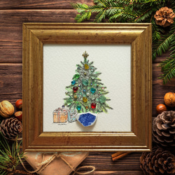〈クリスマスツリー・小〉シーグラスアート 1枚目の画像