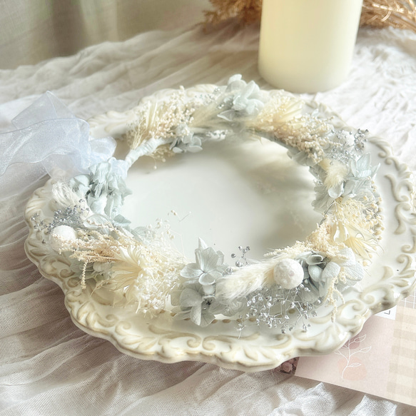 【送料無料】ベビーキッズ花冠　~snow gray~  花かんむり　ベビー　キッズ　結婚式　 1枚目の画像