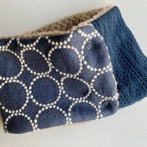 ミナペルホネン オトナのネックウォーマー タンバリン ネイビー ネック  