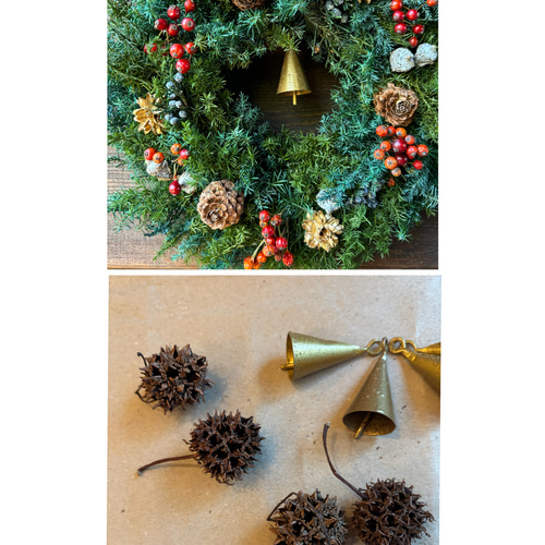 クリスマス2025//クリスマスリースベル付き！ずっとグリーン