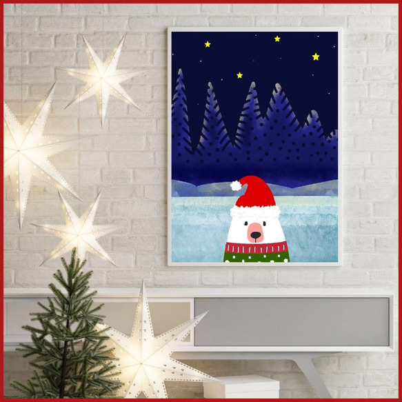北欧　アート　クリスマス　くまさん⭐️ポスター⭐️A4 ポスター　北欧　アート　プレゼント　北欧　記念日　 4枚目の画像