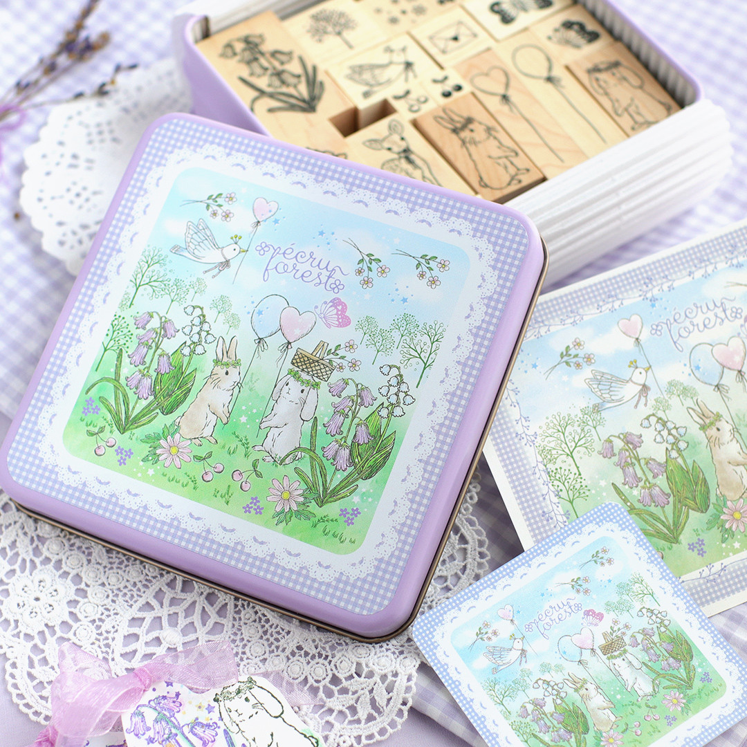 えくりゅの森 花祭りシリーズ 【スタンプフルセット23～27点】 缶入りも 年賀状・クリスマスカード ポストカードうさぎ