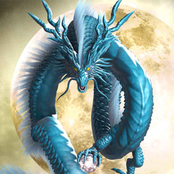 龍の絵「月光３・青龍」自作A4　竜の絵 2枚目の画像