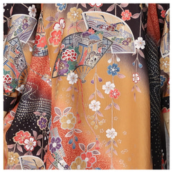 パフ袖のワンピース/フリーサイズ　　kimono　着物リメイク 2枚目の画像