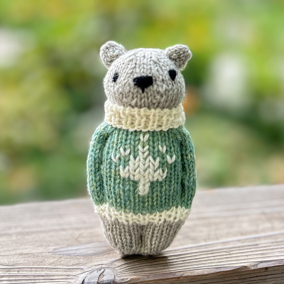 ツリーセーター 雪くま グリーン くまのあみぐるみ くまのぼうぐるみ