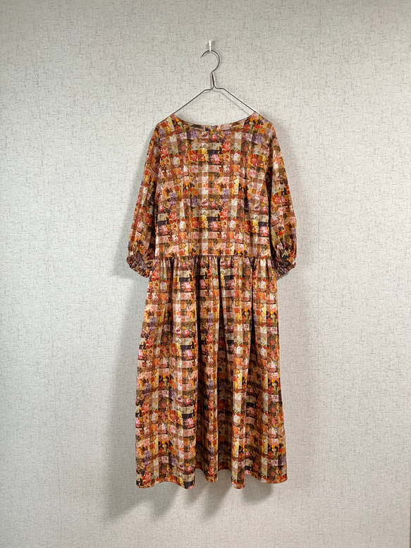 ふんわり袖ワンピース アーカイブギンガム ワンピース komari98