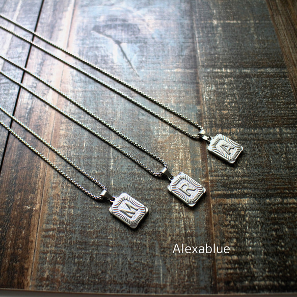 オニキス アルファベット ネックレス 天然石ネックレス メンズネックレス 2枚目の画像