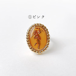 祝福 / ピンク・赤のどちらか選べる天使のヴィンテージボタンの指輪 2枚目の画像