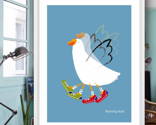 走りたい飛びたい 鳥 イラスト ポスター A4 A3 A2 A1 アートポスター