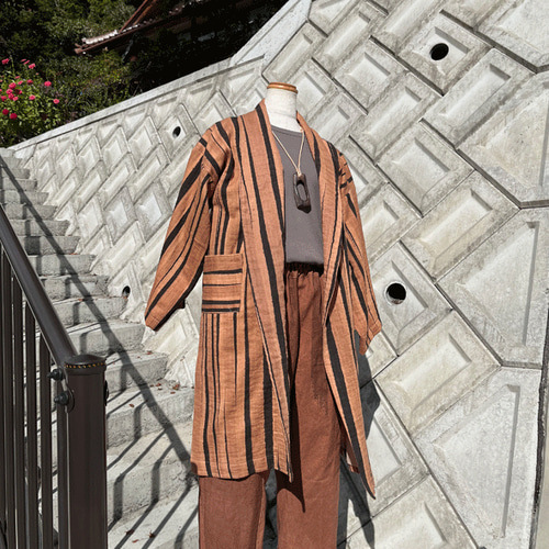 柿渋染めロングコート 柿渋染めロングゴート 柿渋染めロングゴート